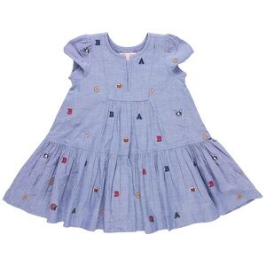 Girls' Pink Chicken Adele Varsity Embroidery Chambray Dress